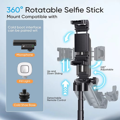 3In1 Selfie Stick Tripod Handle Phone Tripod Selfie Stablizer W Bluetooth Remote Phone Holder for Iphone 16 15 14 13 12 Android