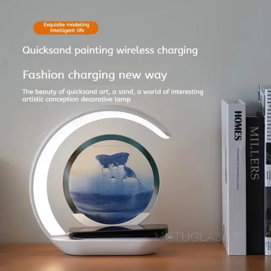 Glowsand™ 3-In-1 Hourglass Lamp: Wireless Charger, Sand Art & Mood Light in One Elegant Design
