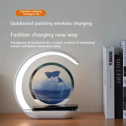 Glowsand™ 3-In-1 Hourglass Lamp: Wireless Charger, Sand Art & Mood Light in One Elegant Design