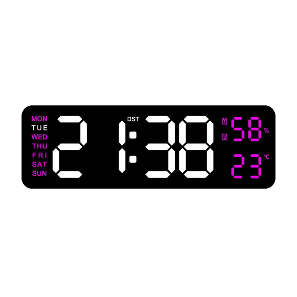 Large LED Digital Wall Clock – with Temperature, Humidity & Week Display