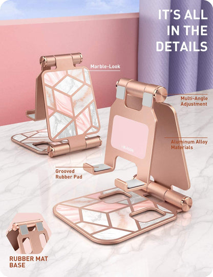 Cell Phone Stand, Foldable Adjustable Phone Mount Holder, Compatible with Iphone 14/Iphone 13/Iphone 12/Iphone 11/Galaxy S22/S21/Pixel 6, Android Smartphones, All Smart Phone (Marble)